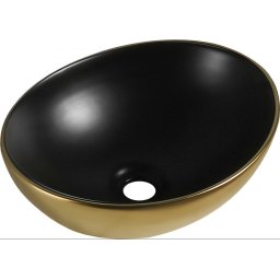 Mexen Elza mosdó pultra helyezhetõ 40 x 33 cm, fekete mat/arany - 21014026 Pultra építhető