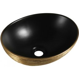 Mexen Elza mosdó pultra helyezhetõ 40 x 33 cm, fekete mat/arany - 21014027 Pultra építhető