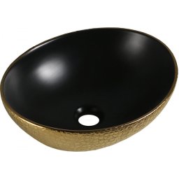 Mexen Elza mosdó pultra helyezhetõ 40 x 33 cm, fekete mat/arany - 21014028 Pultra építhető