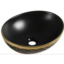 Mexen Elza mosdó pultra helyezhetõ 40 x 33 cm, fekete mat/arany - 21014029 Pultra építhető