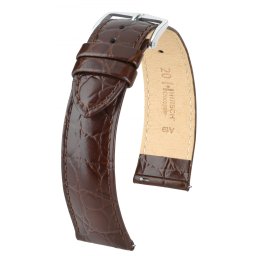 Hirsch Crocograin borjúbőr óraszíj, sötétbarna, 22/20L