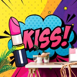 Tapéta pop art rúzs - KISS!