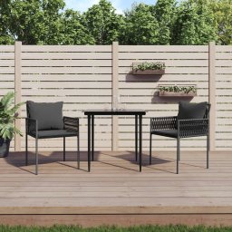 vidaXL 2 db fekete polyrattan kerti szék párnával 54 x 61 x 83 cm