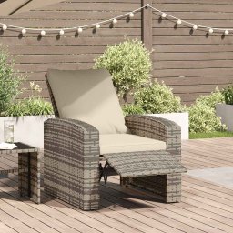 vidaXL világosbarna polyrattan dönthető kerti szék párnákkal