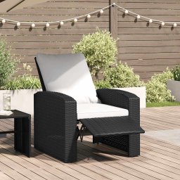 vidaXL fekete polyrattan dönthető kerti szék párnával