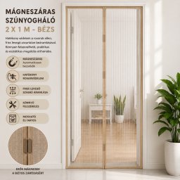 Mágneszáras szúnyogháló 2 x 1 m - Bézs