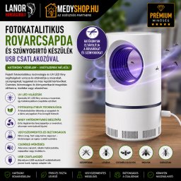Fotokatalitikus rovarcsapda és szúnyogirtó USB csatlakozóval
