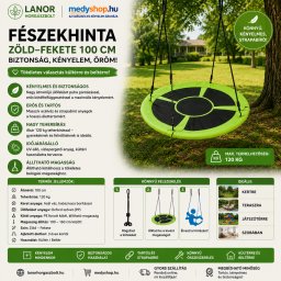 Fészekhinta zöld-fekete 100 cm 120 kg teherbírással - zöld/fekete