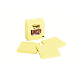 3M POSTIT Öntapadó jegyzettömb, 76x76 mm, 90 lap, 3M POSTIT "Super Sticky", kanári sárga
