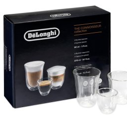 Delonghi Kávészakértő kollekció, 2db espresso, 2db capuccino, 2db latte macchiato duplafalú üvegpohár DLSC302