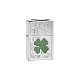 24699 Zippo öngyújtó, króm színű, lóherével
