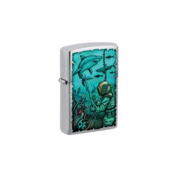 48561 Zippo öngyújtó szálcsiszolt króm színben - Tenger alatti világ