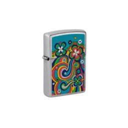 48579 Zippo öngyújtó Street Chrome színben - Színes virágok
