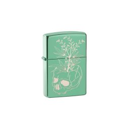 49142 Zippo öngyújtó High Polish Green színben - Botanikus koponya