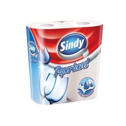 Papírtörlő konyhai 2 rétegű átmérő: 10,5 cm 50 lap/10 méter/tekercs 2 tekercs/csomag Sindy fehér