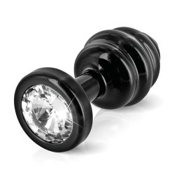 DIOGOL Anni - bordázott butt plug - fekete - (3 cm)
