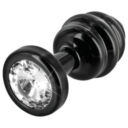 DIOGOL Anni - fekete bordázott butt plug, anál plug (3 cm)