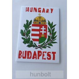 Budapest látványosságai hűtőmágnes 9x6,5 cm - Koszorús címeres