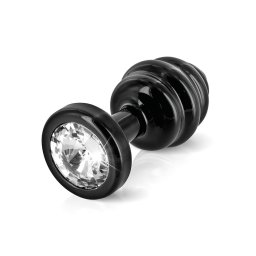 DIOGOL Anni - bordázott butt plug - fekete - (3 cm)