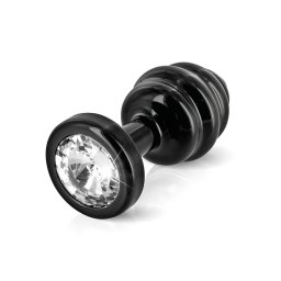 DIOGOL Anni - fekete bordázott butt plug, anál plug (3 cm)
