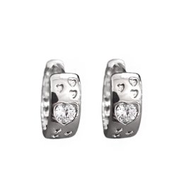 Karika fülbevaló, szív alakú cirkónia kristályokkal