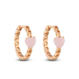 Láncos karika 18k gold filled fülbevaló, szív alakú kristállyal