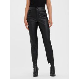 Vero Moda Műbőr nadrág Brenda 10268460 Fekete Straight Fit