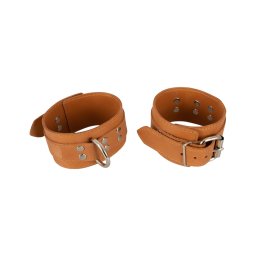 ZADO - bőr csuklóbilincs pároknak bondage játékhoz (barna)