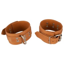 ZADO - bőr csuklóbilincs pároknak bondage játékhoz (barna)