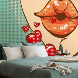 Öntapadó tapéta pop art csókok