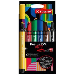 STABILO Filctoll készlet, 1-5 mm, vágott hegy, STABILO "Pen 68 MAX", 6 különböző szín