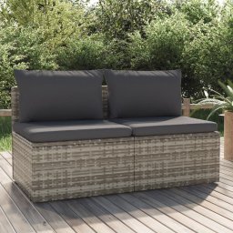 vidaXL 2 személyes szürke polyrattan kerti kanapé párnával