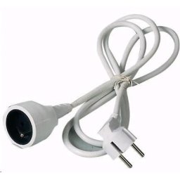 PREMIUMCORD Hosszabbító kábel 230V 2m, 1 csatlakozó (M/F) fehér