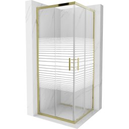 Mexen Rio Zuhanykabin Toló ajtóval 80 x 80 cm, intim , arany - 860-080-080-50-20 Toló ajtós