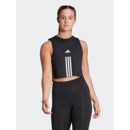 adidas Felső Train Essentials Train Cotton 3-Stripes Crop HR7847 Fekete Loose Fit