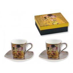 Kávés csésze +alátét 2+2db Klimt Csók szürke díszdobozban KLIMT0127