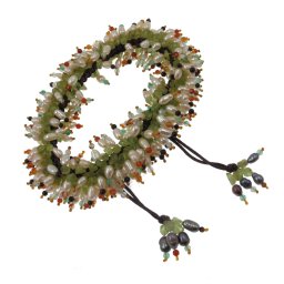 Tenyésztett gyöngy borzas karkötő peridottal és vegyes kövekkel