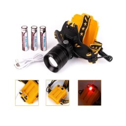 P50 COB LED akkus fejlámpa 200W extra fényerővel és biztonsági fénnyel - sárga (W648-P50)