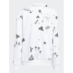 adidas Pulóver Brand Love Allover Print IA1575 Fehér Loose Fit