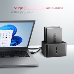 2.5" HDD SSD duális mini dokkoló USB3.2 gen1 fekete AXAGON (ADSA-D25)