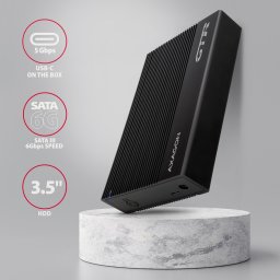 3.5" HDD SSD külső ház mobilrack USB/USB-C 3.2 Gen1 fekete AXAGON (EE35-GTR)