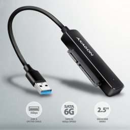 2.5" HDD SSD adapter mobilrack USB 3.2 Gen1 fekete AXAGON (ADSA-FP2A)