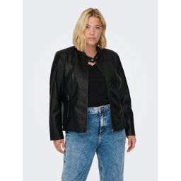 ONLY Carmakoma Műbőr dzseki 15295532 Fekete Regular Fit