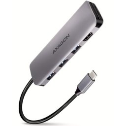 Notebook dokkoló USB-C 6 portos szürke AXAGON (HMC-HCR3A)