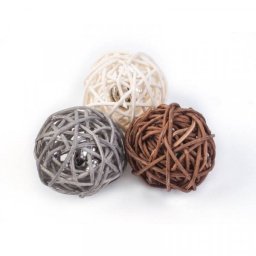 3 db rattan golyó csörgővel macskajáték 15.5 cm