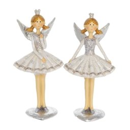 Tündérkert figura álló angyalka koronával szürke 16 cm