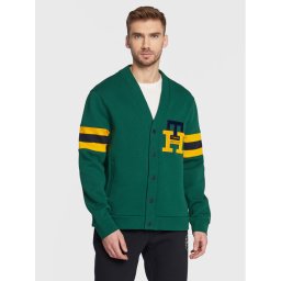 Tommy Hilfiger Kardigán Icon Monogram MW0MW29333 Zöld Relaxed Fit