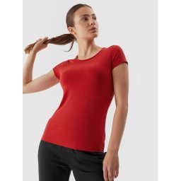 4F Póló 4FAW23TTSHF0906 Piros Slim Fit