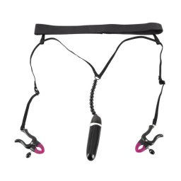 Bad Kitty - Vibrációs szeméremcsipesz és alsó - fekete (S-L)