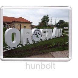 Oroszlány felirat hűtőmágnes (műanyag keretes)